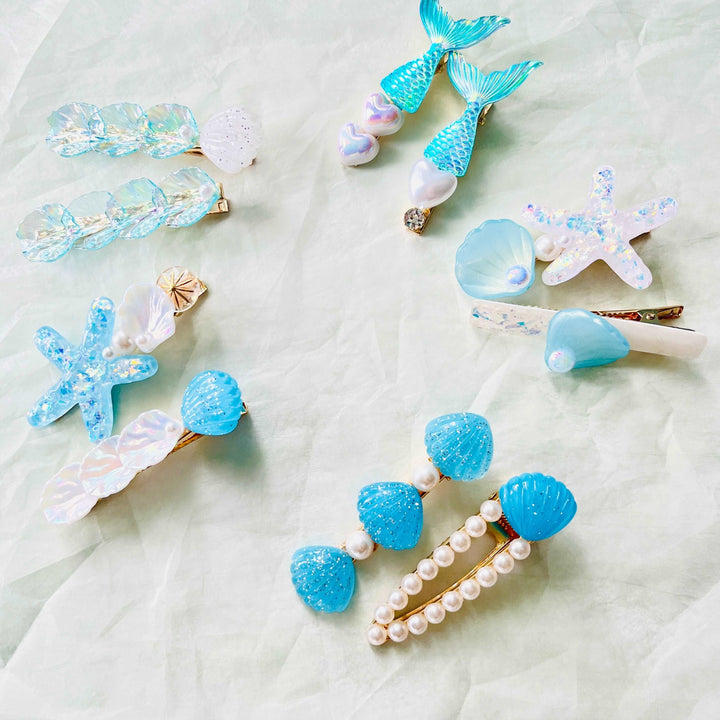 Mint Blue Marine Hair Clips Pack