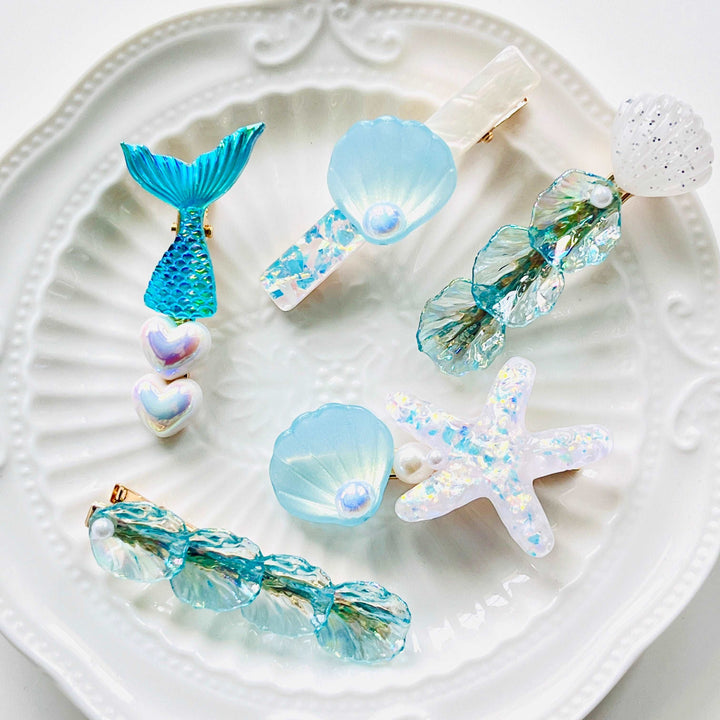 Mint Blue Marine Hair Clips Pack