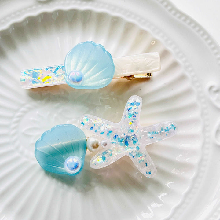 Mint Blue Marine Hair Clips Pack