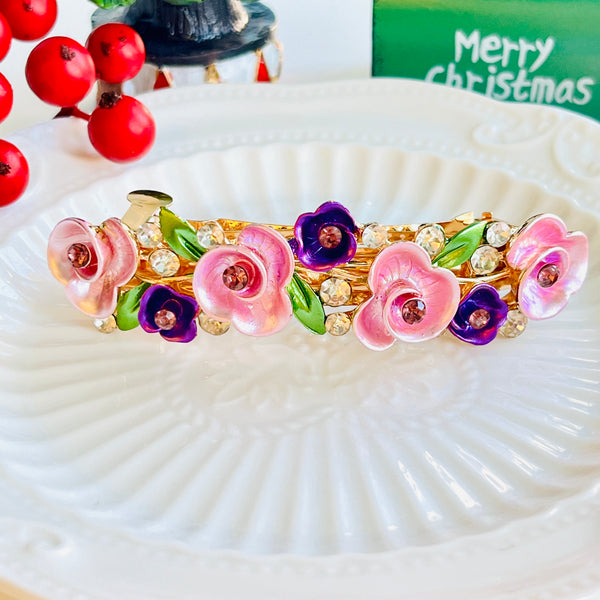 Rose And Violet Hair Barrette