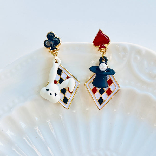 Rabbit And Magic Hat Trick Drop Earrings