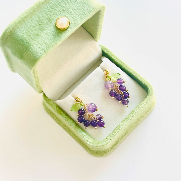 Amethyst Grape Drop Earrings