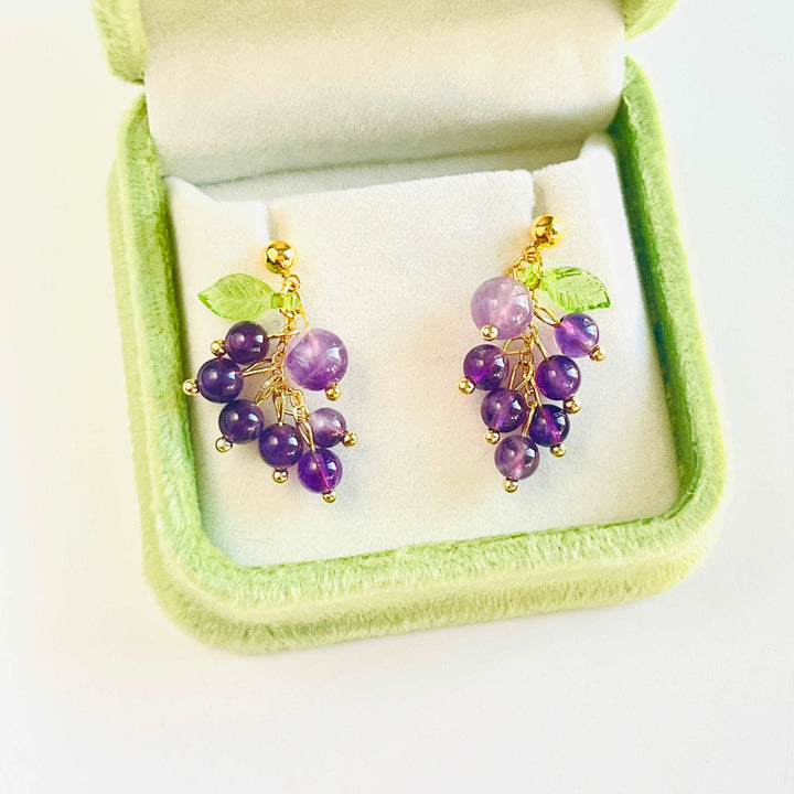 Amethyst Grape Drop Earrings