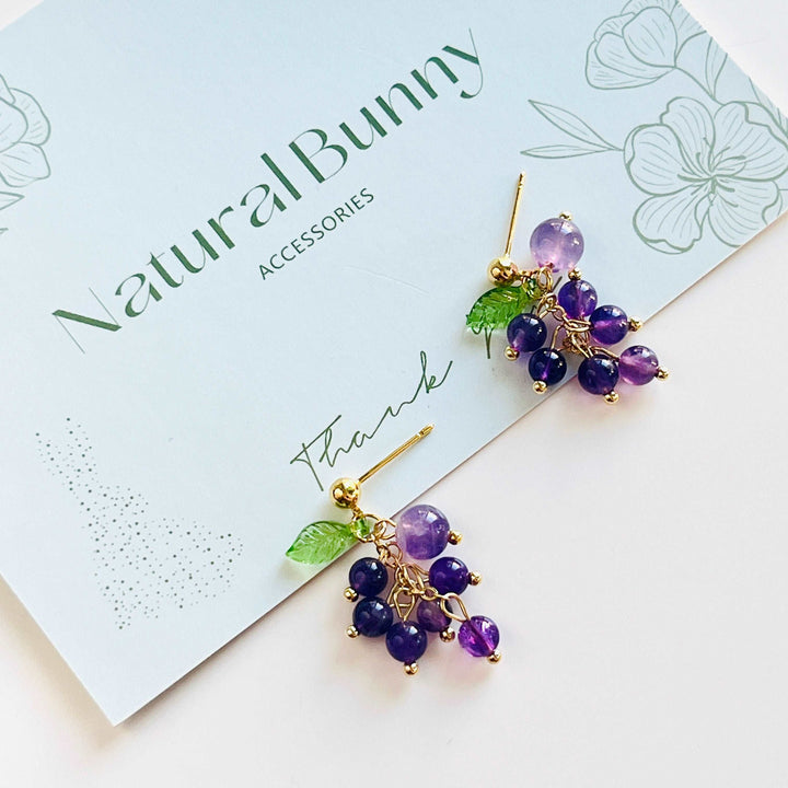 Amethyst Grape Drop Earrings