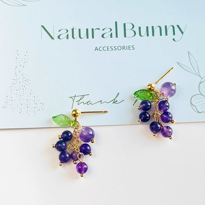 Amethyst Grape Drop Earrings