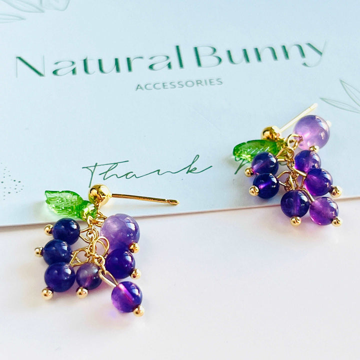 Amethyst Grape Drop Earrings