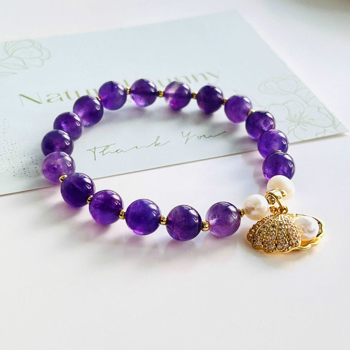 Amethyst Pearl Beaded Bracelet