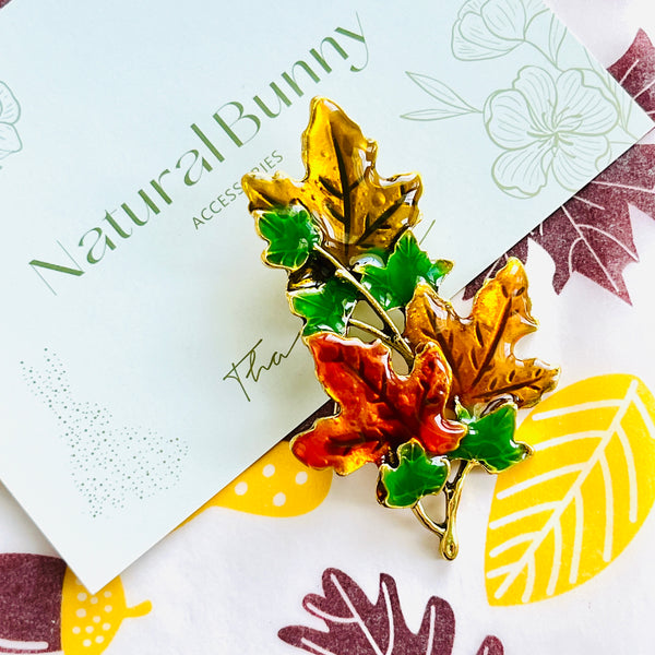 Colorful Autumn Maple Leaves Brooch