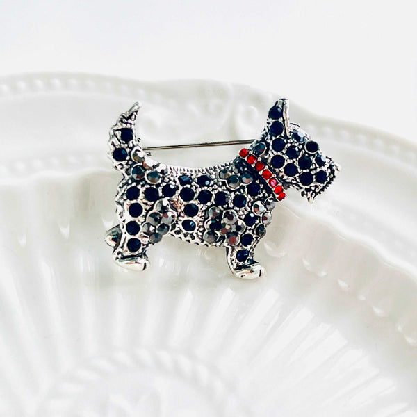 Black Scottish Terrier Dog Brooch