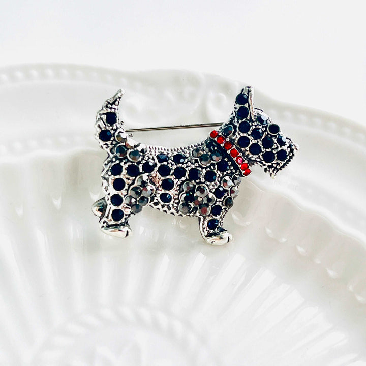 Black Scottish Terrier Dog Brooch