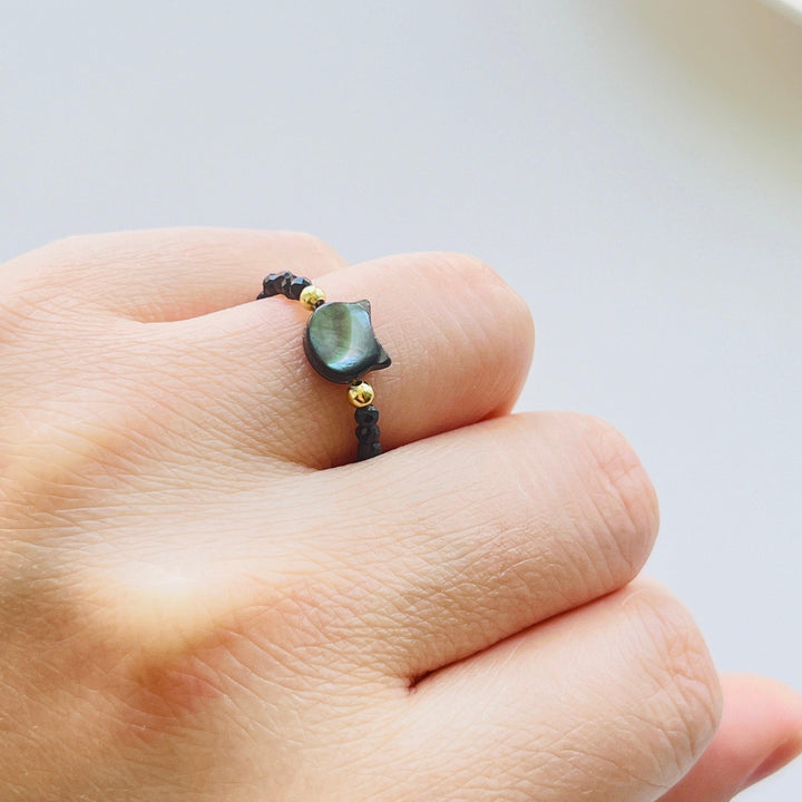 Black Spinel Cat Ring - Natural Bunny Accessories