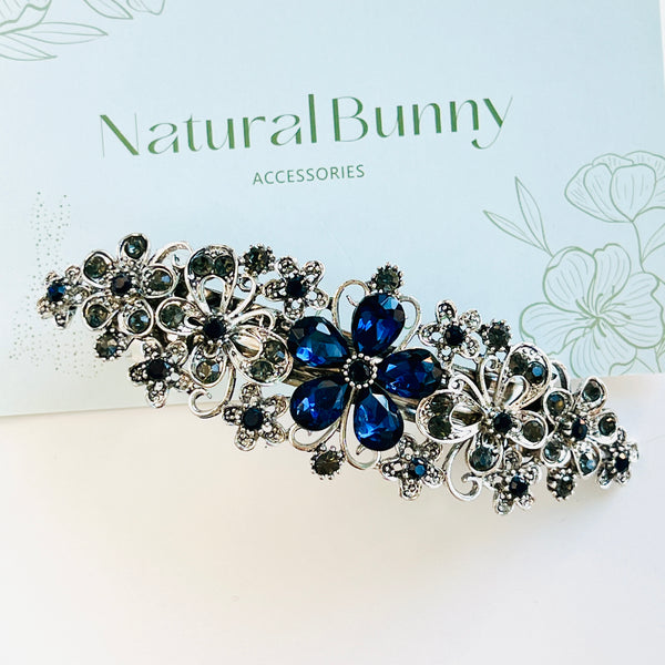 Black Velvet Petunias Hair Barrette