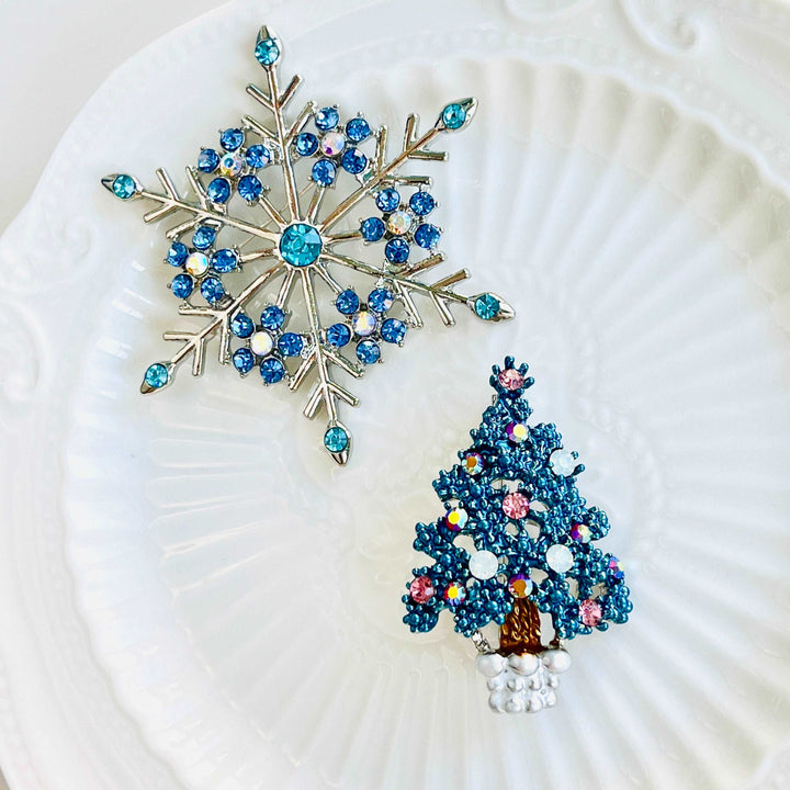 Ice Frozen Blue Snowflake Brooch