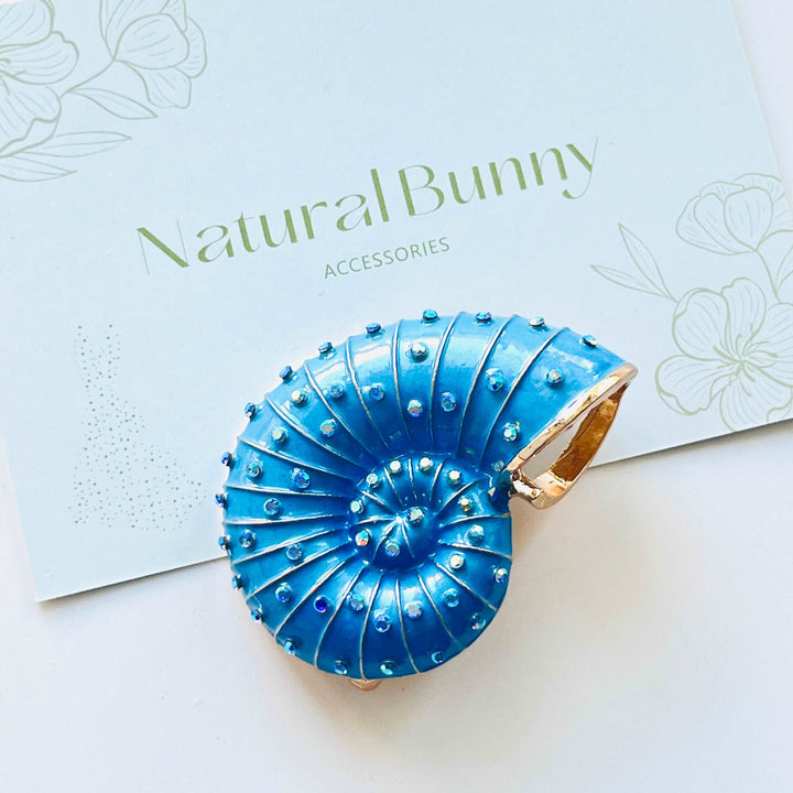 Blue Conch Shell Brooch