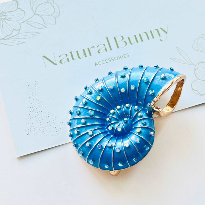 Blue Conch Shell Brooch