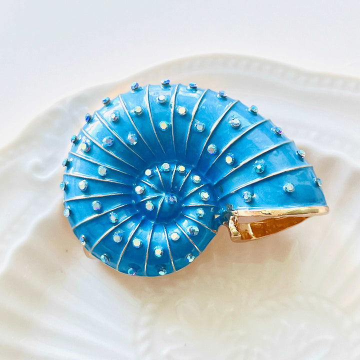 Blue Conch Shell Brooch