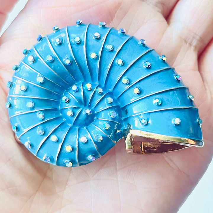 Blue Conch Shell Brooch