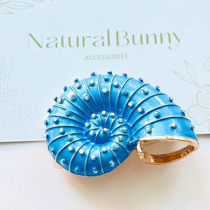 Blue Conch Shell Brooch