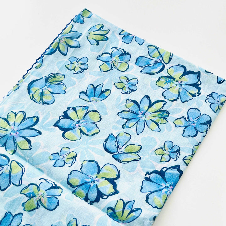 Blue Floral Printed Scarf