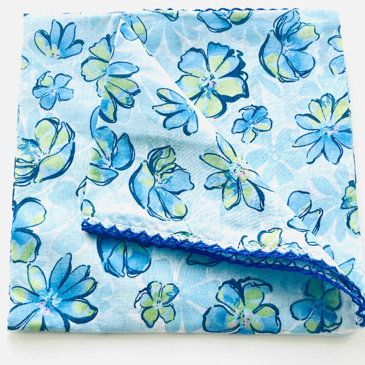 Blue Floral Printed Scarf