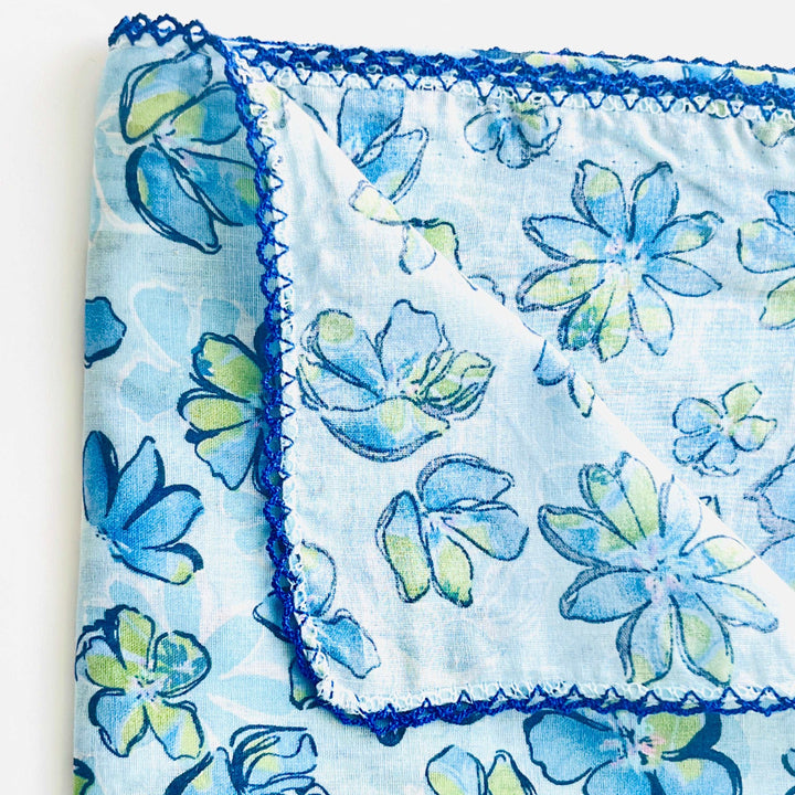 Blue Floral Printed Scarf