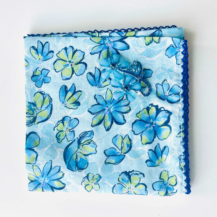 Blue Floral Printed Scarf