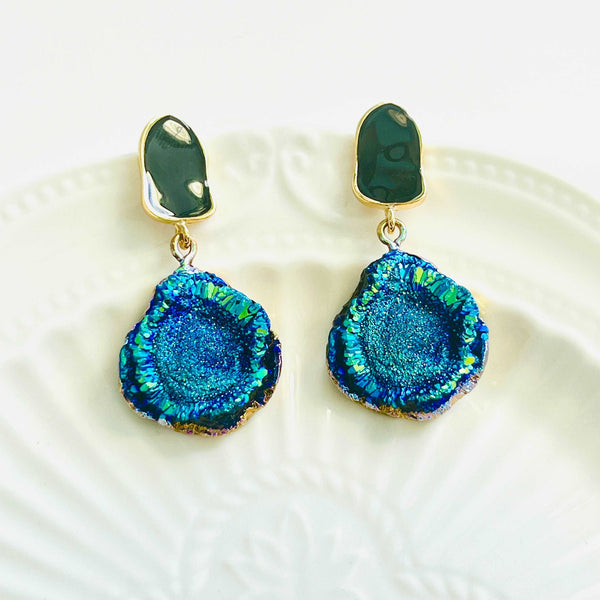 Blue Galaxy Dangle Earrings