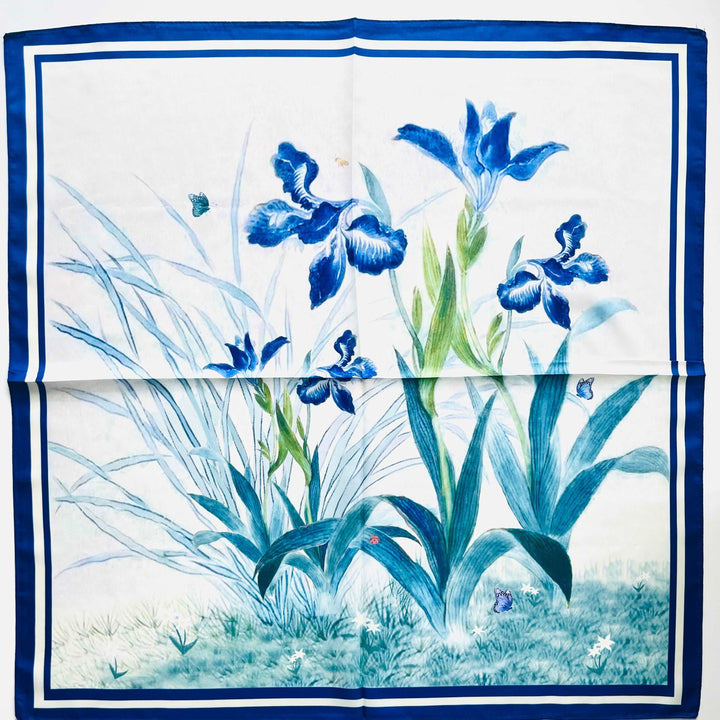 Blue Orchid Flower Square Scarf