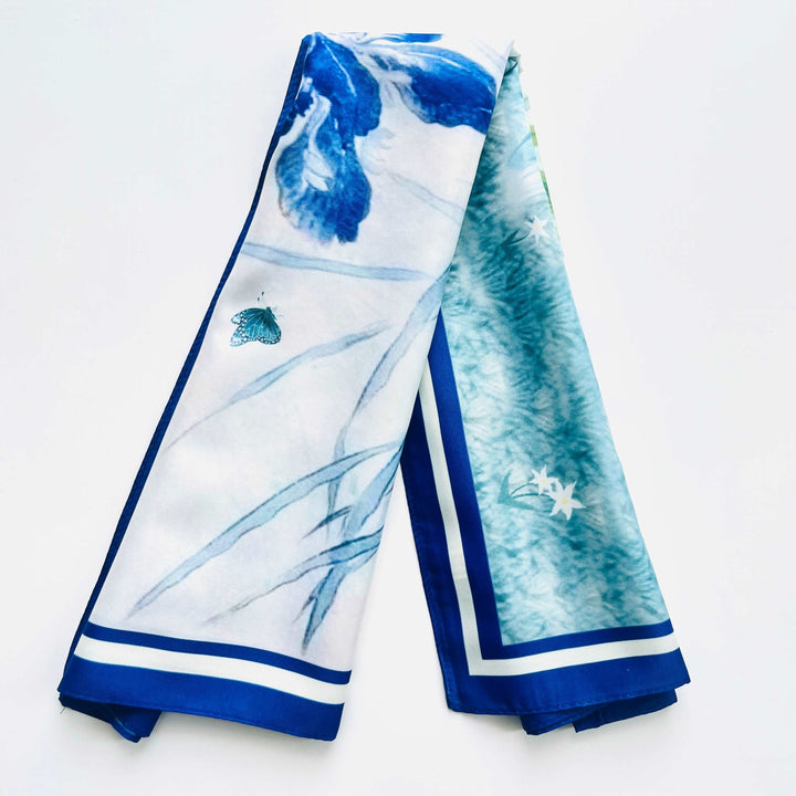 Blue Orchid Flower Square Scarf