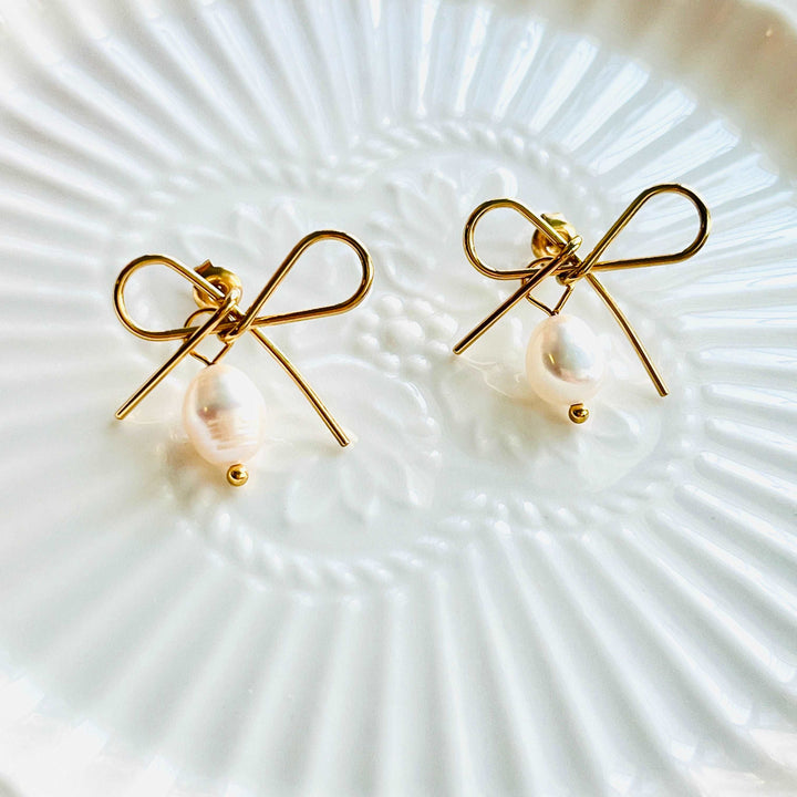 Bow Freshwater Pearl Earrings