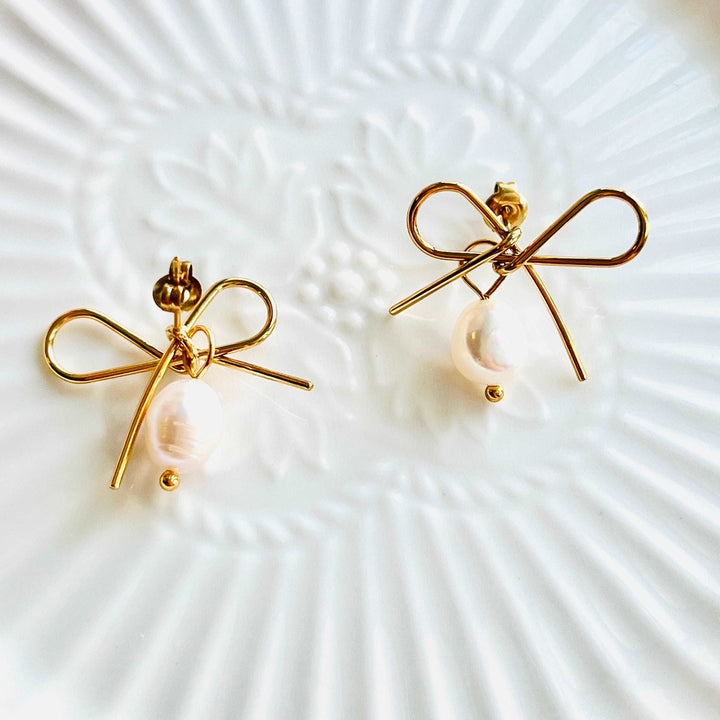 Bow Freshwater Pearl Earrings