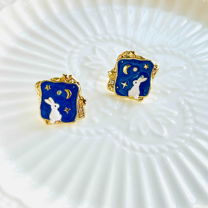 Bunny In The Starry Night Stud Earrings