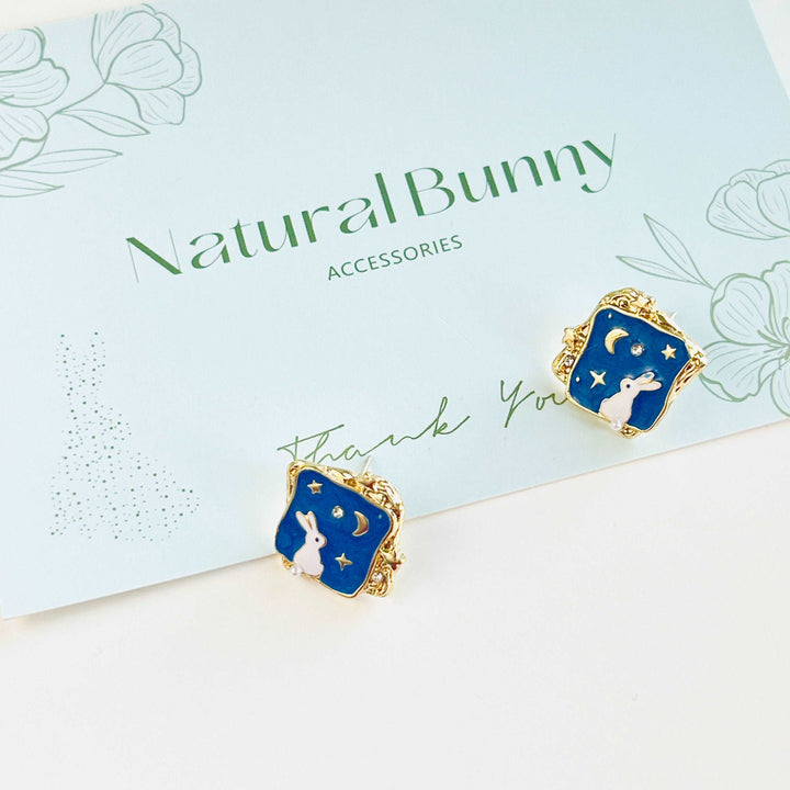 Bunny In The Starry Night Stud Earrings