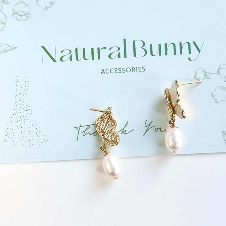 Butterfly Pearl Drop Earrings