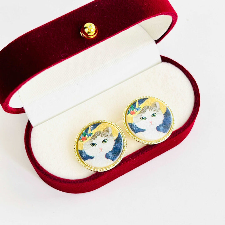 Cat In A Hat Stud Earrings