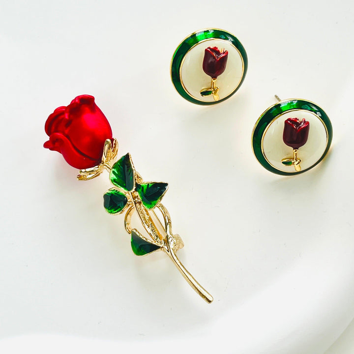 Beautiful Red Rose Brooch - Natural Bunny Accessories