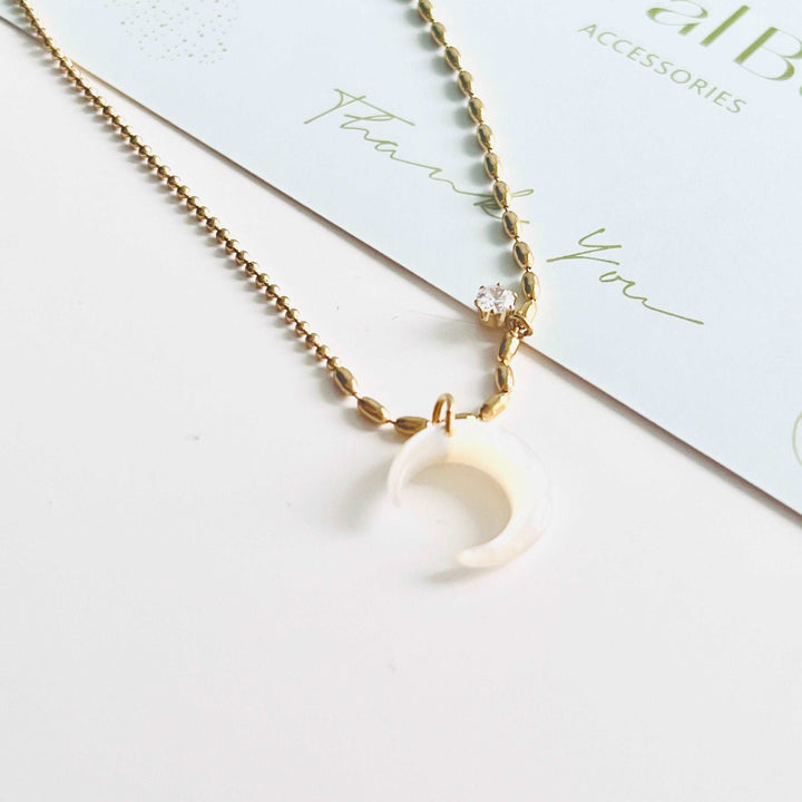 Crescent Moon Stone Necklace