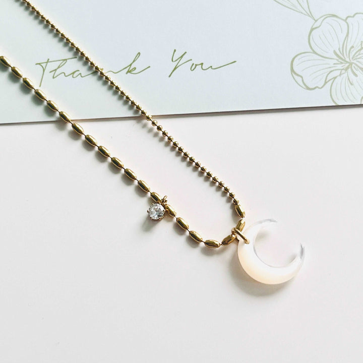 Crescent Moon Stone Necklace