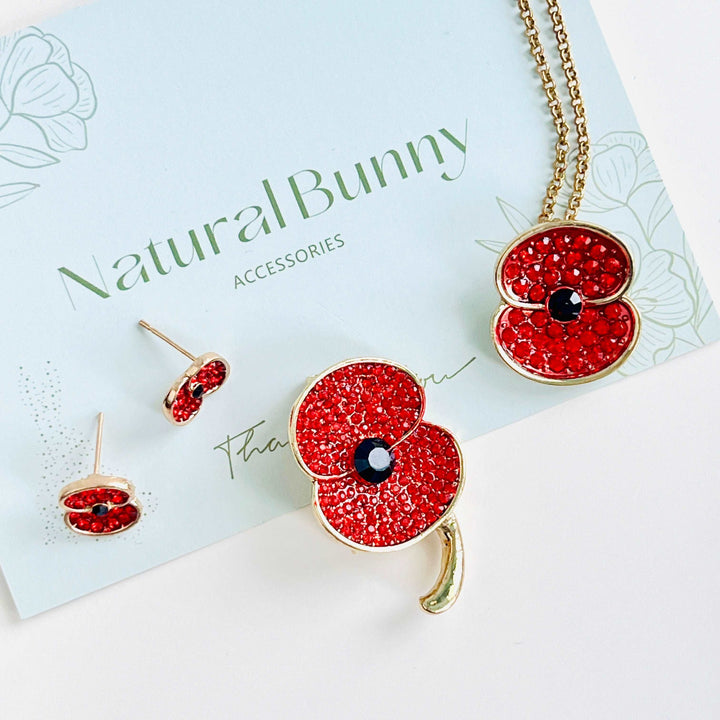 Crystal Red Poppy Brooch