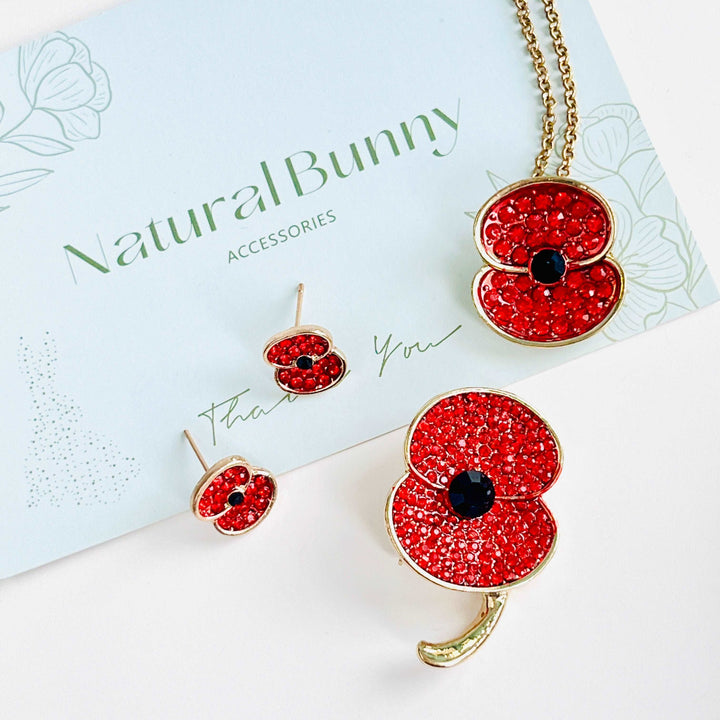 Crystal Red Poppy Brooch