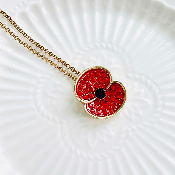 Crystal Red Poppy Necklace