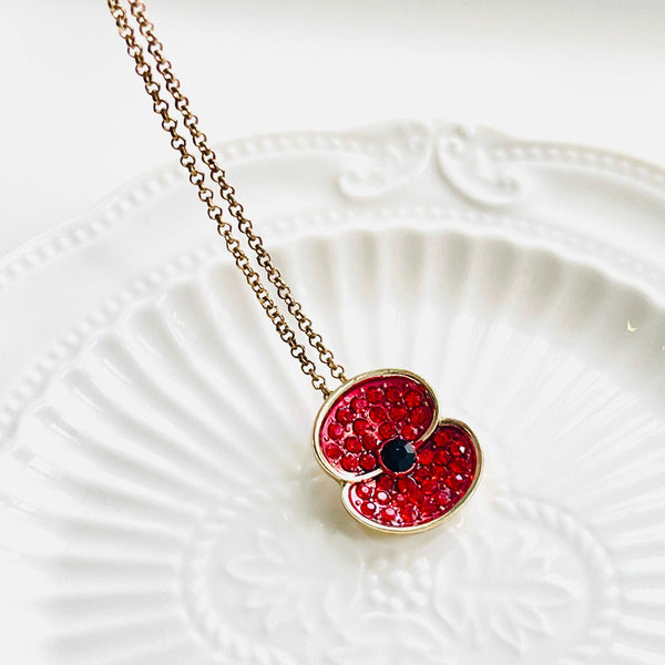 Crystal Red Poppy Necklace