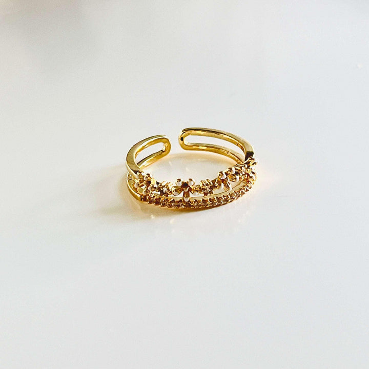 Double Layered Flower Open Ring