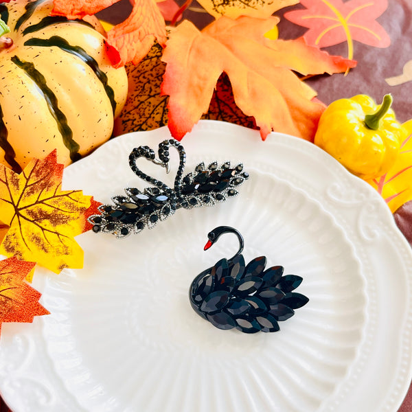 Elegant Black Swan Brooch