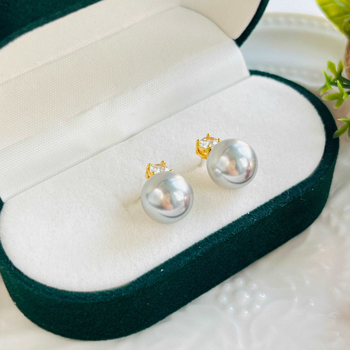 Elegant Grey Pearl Stud Earrings