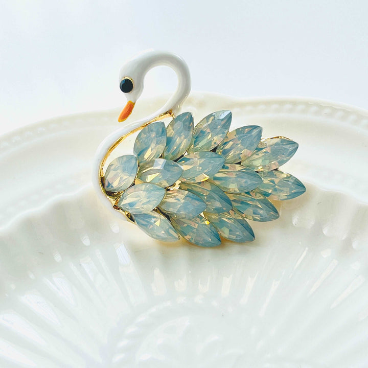 Elegant White Swan Brooch