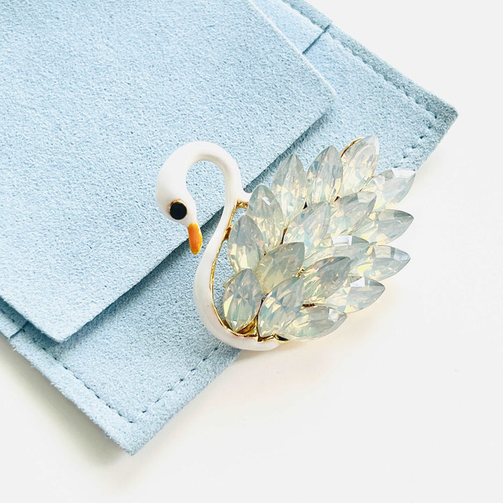 Elegant White Swan Brooch