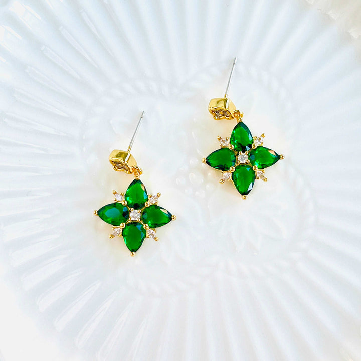 Elf Four-leaf Clover Floral Earrings