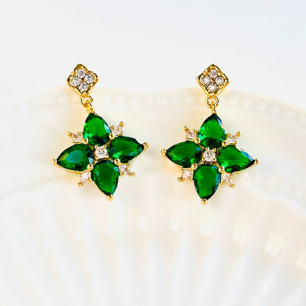 Elf Four-leaf Clover Floral Earrings