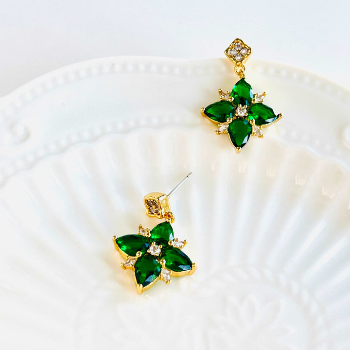 Elf Four-leaf Clover Floral Earrings